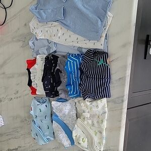 Baby Boys Pajama Bundle - Size 3 months (some 0-3) (multiple brands) - 12 pairs